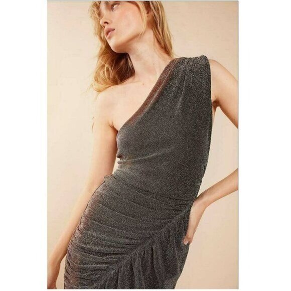 Free People Malia One Shoulder Metallic Mini Dress - L - Picture 1 of 8